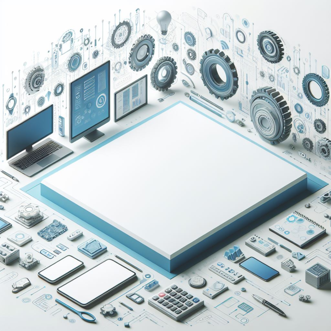 Illustration of a computer with cogs and gears